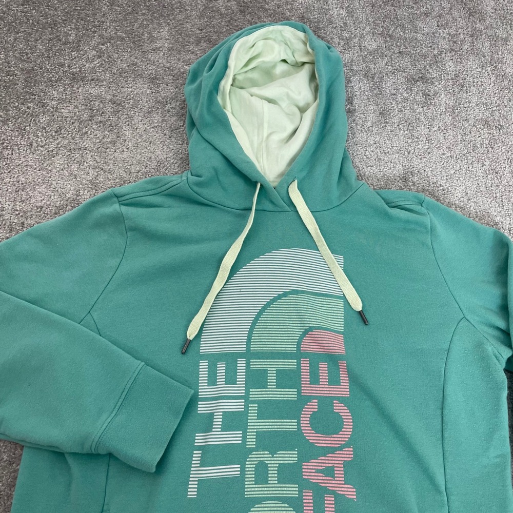 North Face Hoodie Womens Extra Large Sweatshirt Pullover Fleece Teal Green